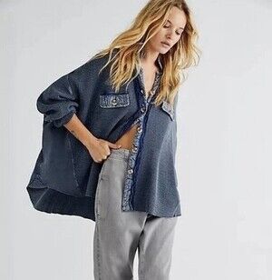 NWOT $148 Free People Fp One Scout Dip Dye Jacket Blue Size XS